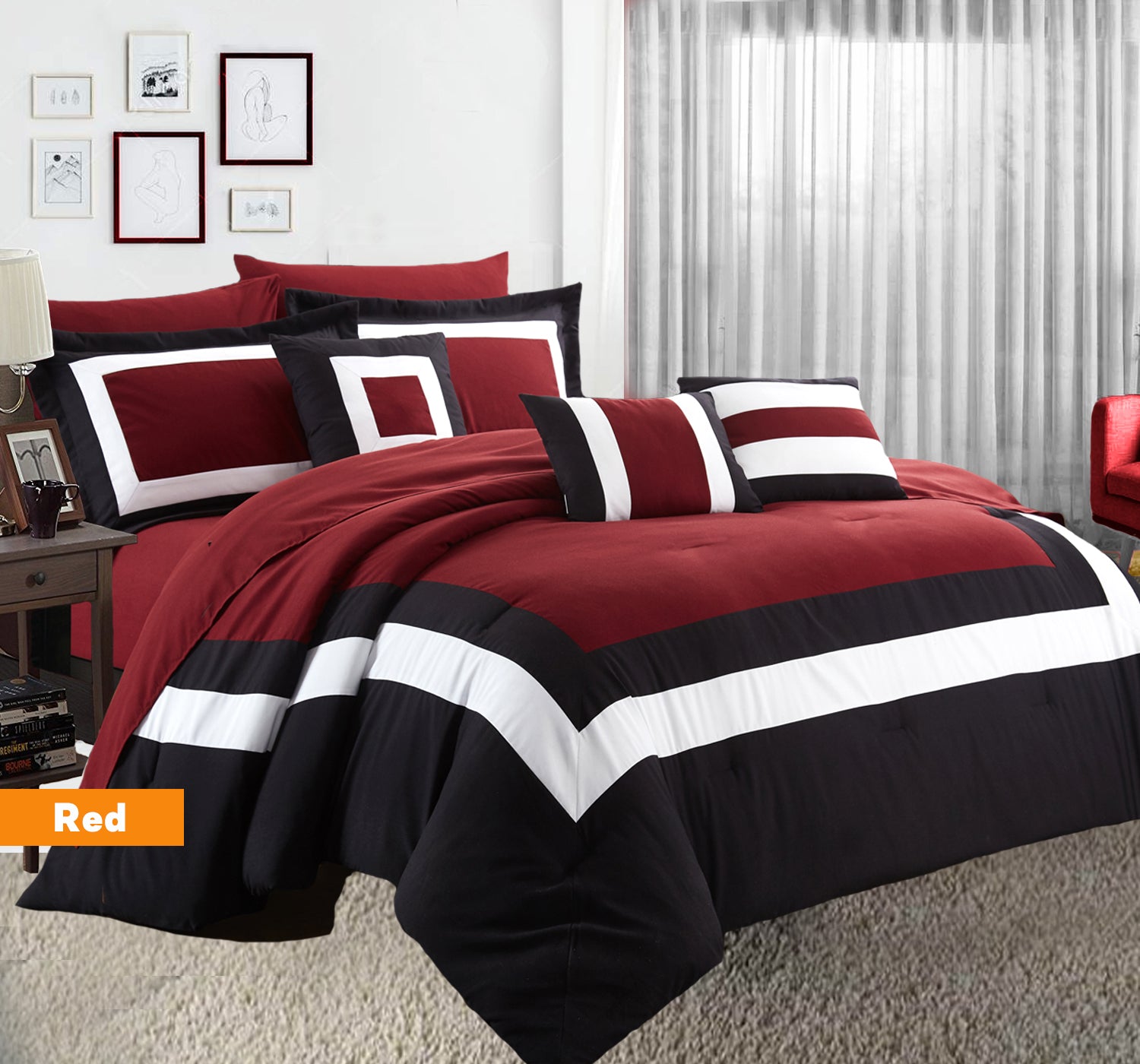 Home Fashion 10 Piece Soft Bed Comforter and Sheet Sets Bedspread Cushions Pillowcase Set