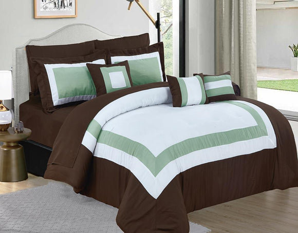 Home Fashion 10 Piece Soft Bed Comforter and Sheet Sets Bedspread Cushions Pillowcase Set Brown