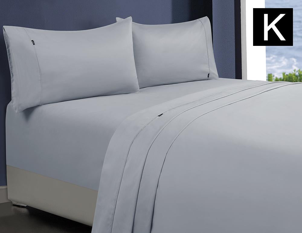 Amor 1000TC Premium 100% Egyptian Cotton 1 Fitted Sheet 2 Pillowcases Sets Silver