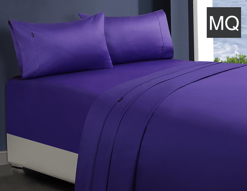 Amor 1000TC Premium 100% Egyptian Cotton 1 Fitted Sheet 2 Pillowcases Sets Violet