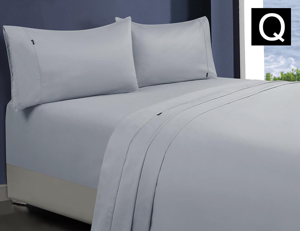 1000TC 100% Premium Egyptian Cotton Sheet Sets Fitted Flat Sheet Pillowcases All Size Silver