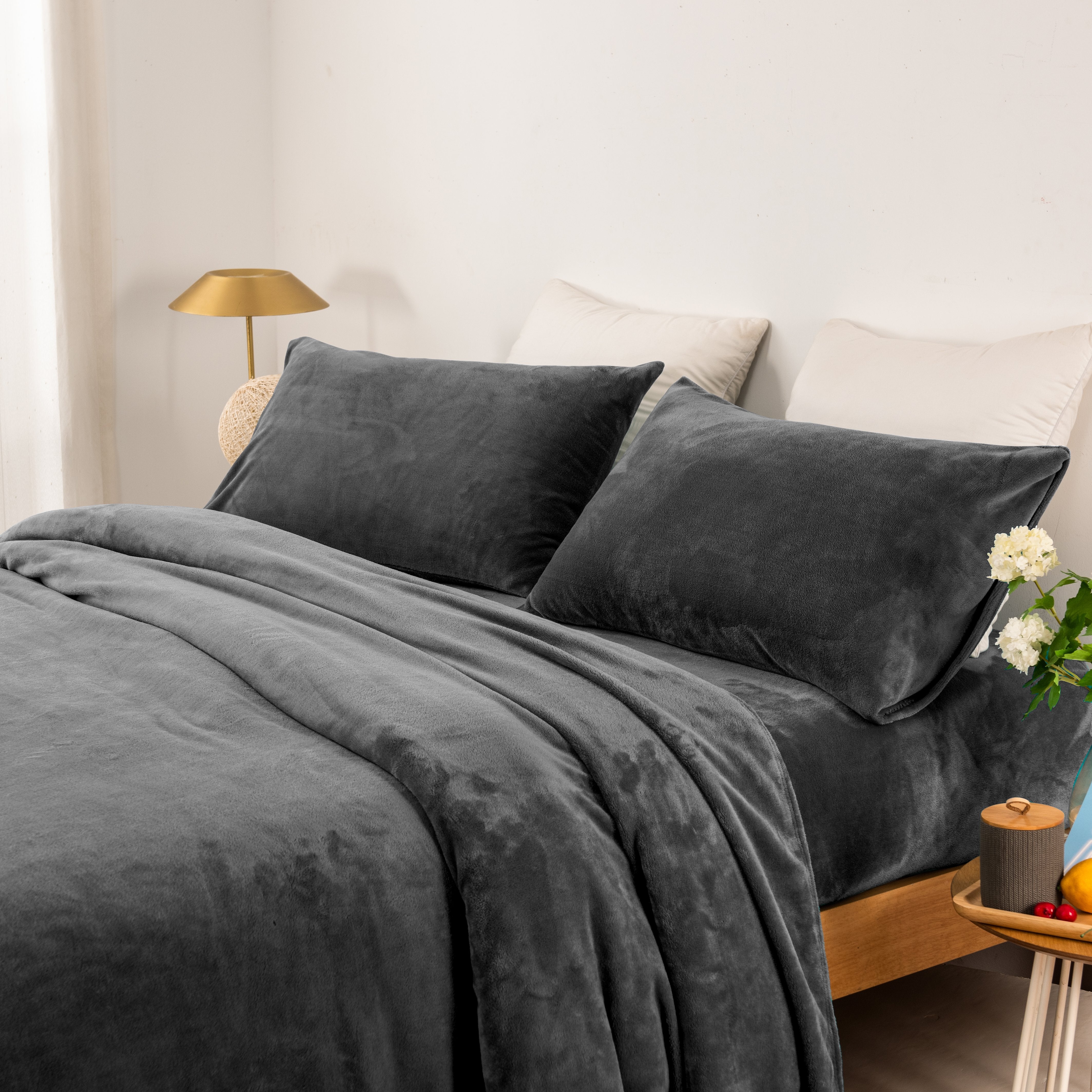 Softouch Thermal 240GSM Super Warm Soft Microplush Sheet Sets Charcoal