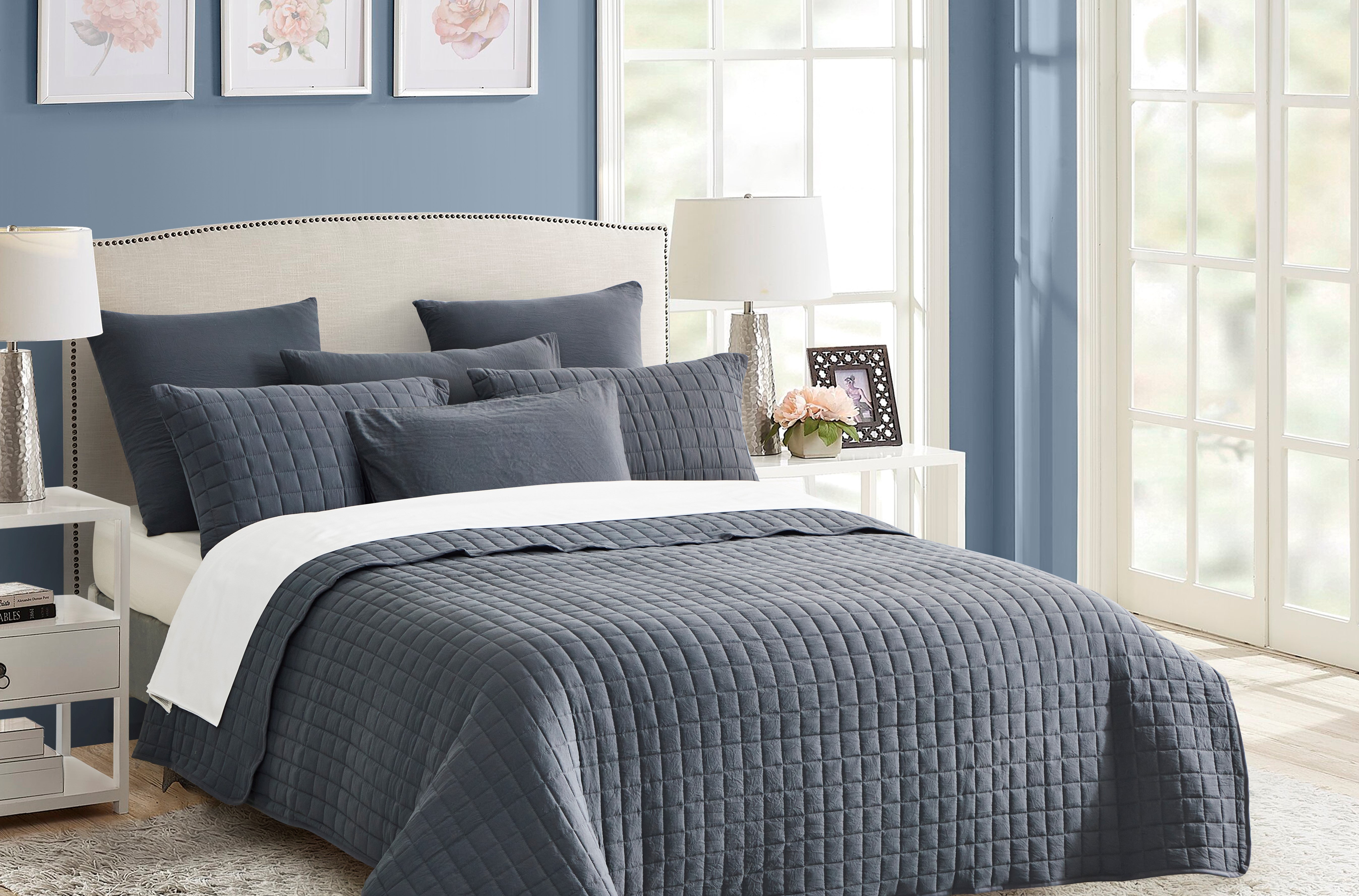 7 Piece Vintage Stone Wash Comforter/Bedspread/Coverlet Set