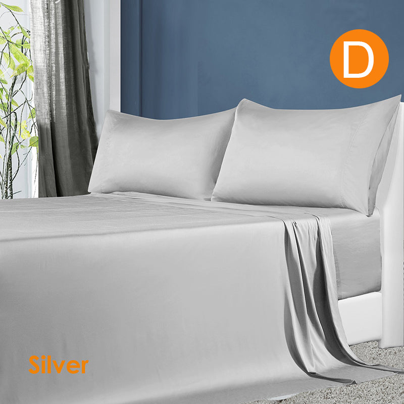 Softouch 100% Natural Premium Bamboo Sheet Sets Pillowcases Flat Fitted Sheet All Size Silver