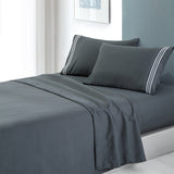 Soft Microfibre Embroidered Stripe Sheet Set