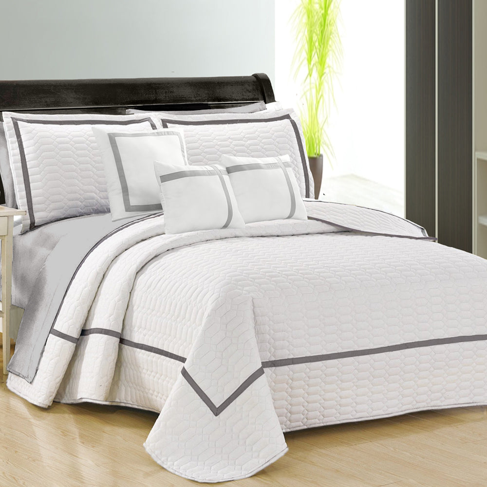 6 Piece Two-Tone Embossed Comforter Set