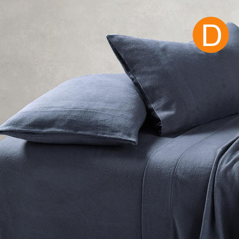 Amor 100% Premium Cotton Flannelette 1 Fitted Sheet and Pillowcases Set Charcoal