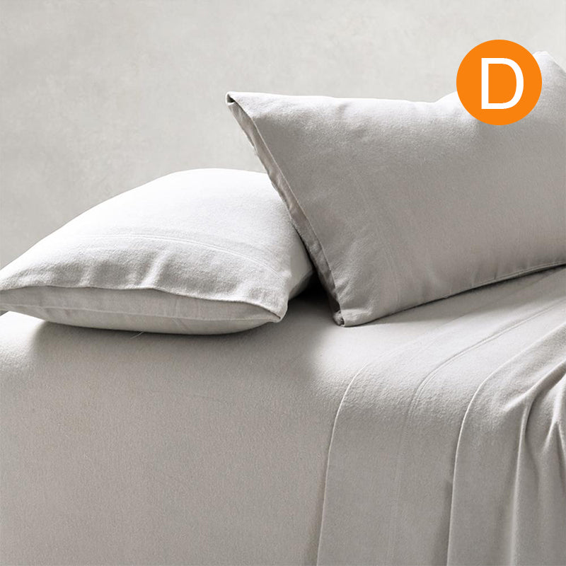 Amor 100% Premium Cotton Flannelette 1 Fitted Sheet and Pillowcases Set Sand