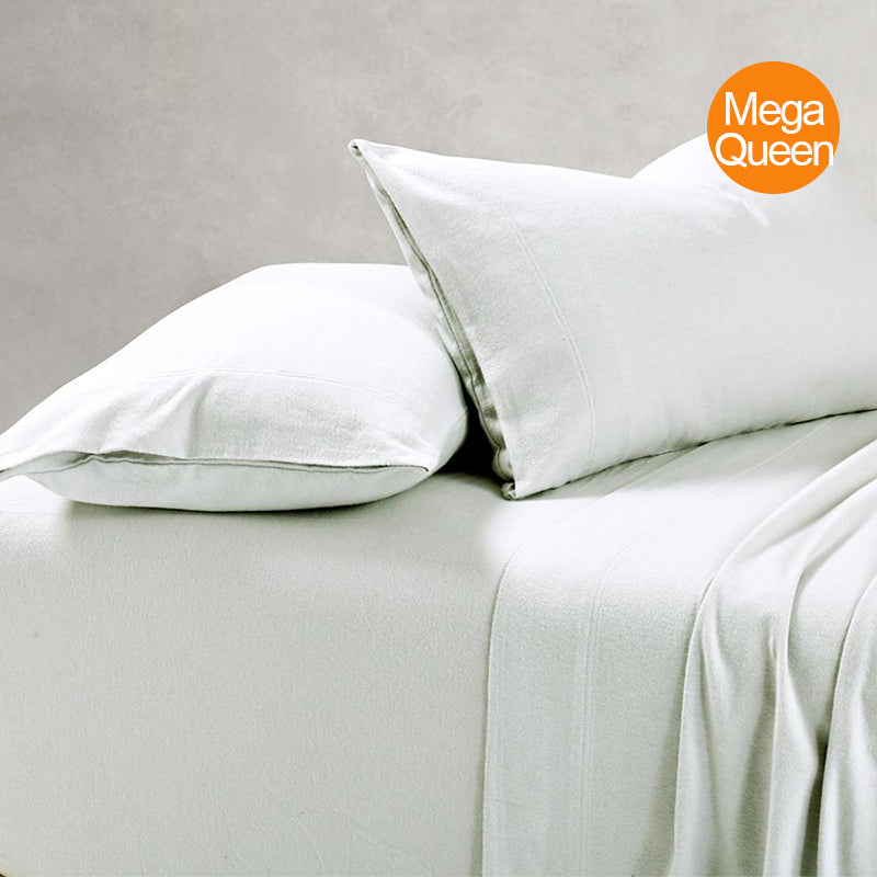 Amor 100% Premium Cotton Flannelette 1 Fitted Sheet and Pillowcases Set Silver