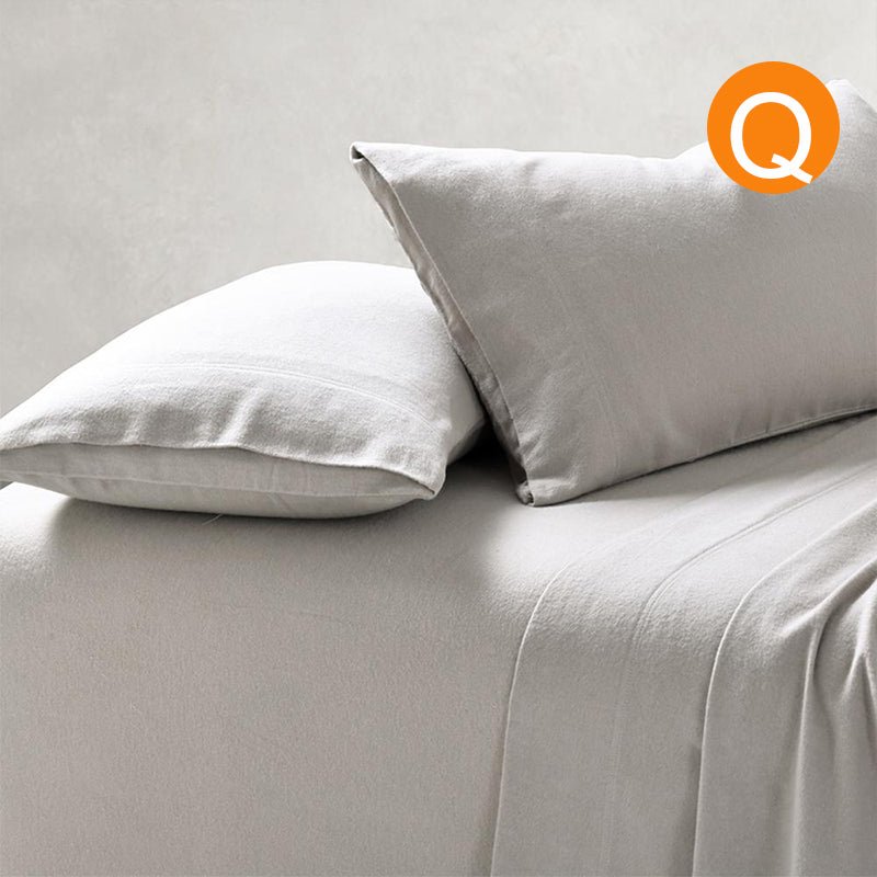 Amor 100% Premium Cotton Flannelette 1 Fitted Sheet and Pillowcases Set Sand