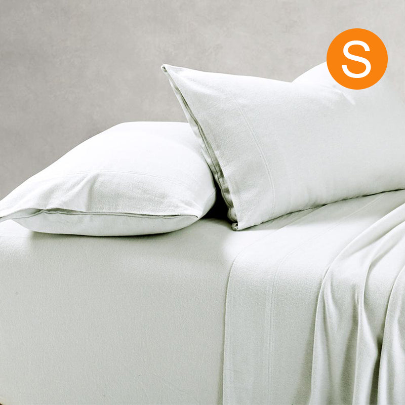 Amor 100% Premium Cotton Flannelette 1 Fitted Sheet and Pillowcases Set Silver