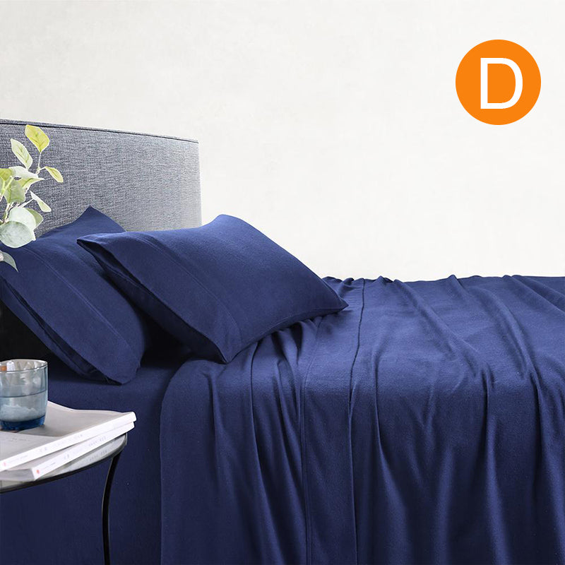 Amor 100% Cotton Thermal Soft Flannelette Sheet Set 170GSM Midnight