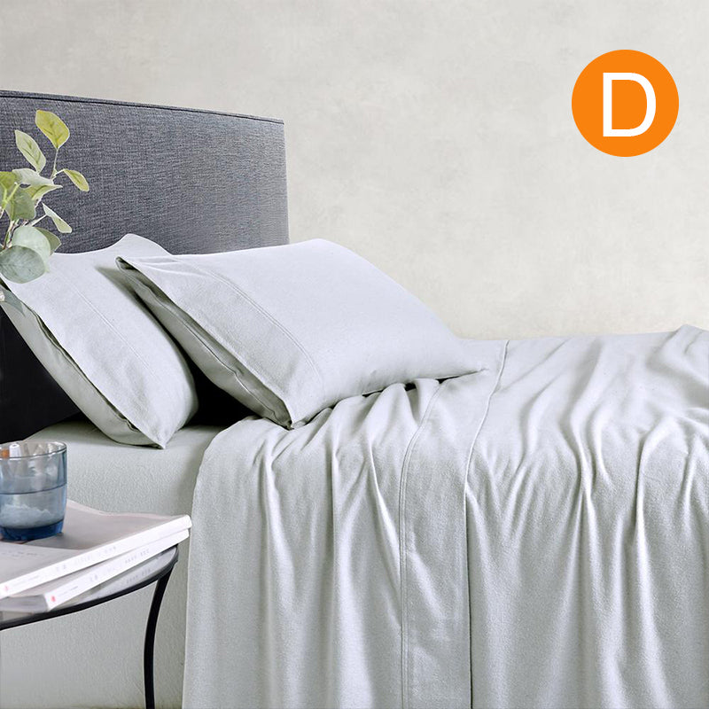 Amor 100% Cotton Thermal Soft Flannelette Sheet Set 170GSM Silver