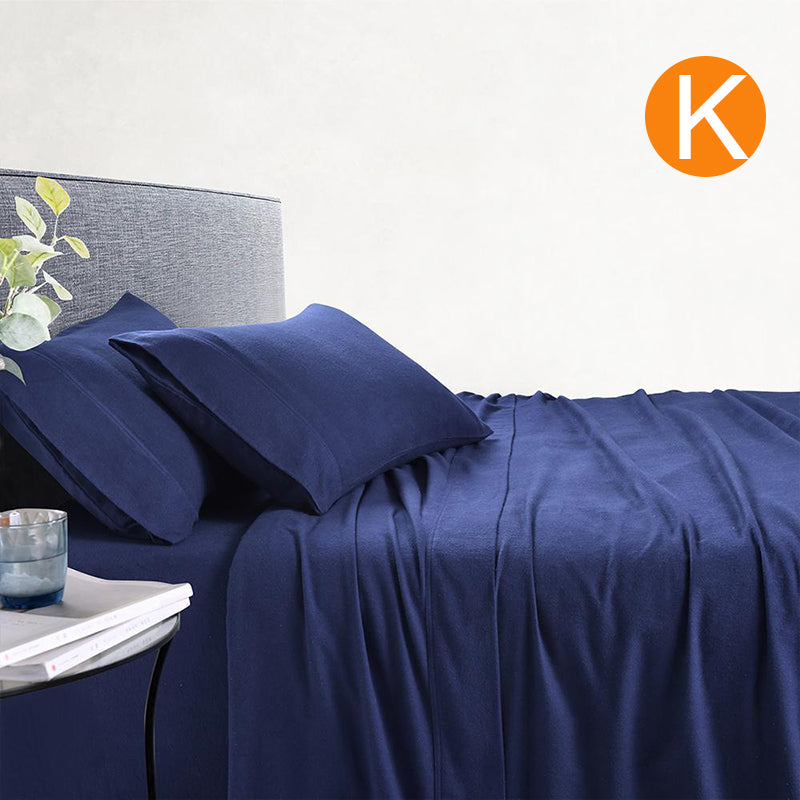 Amor 100% Cotton Thermal Soft Flannelette Sheet Set 170GSM Midnight