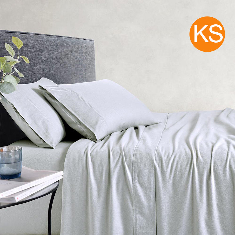Amor 100% Cotton Thermal Soft Flannelette Sheet Set 170GSM Silver
