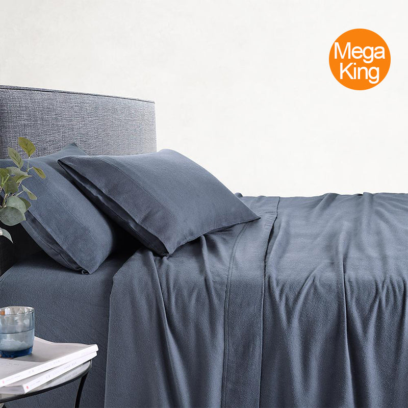 Amor 100% Cotton Thermal Soft Flannelette Sheet Set 170GSM Charcoal