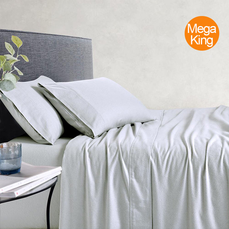 Amor 100% Cotton Thermal Soft Flannelette Sheet Set 170GSM Silver