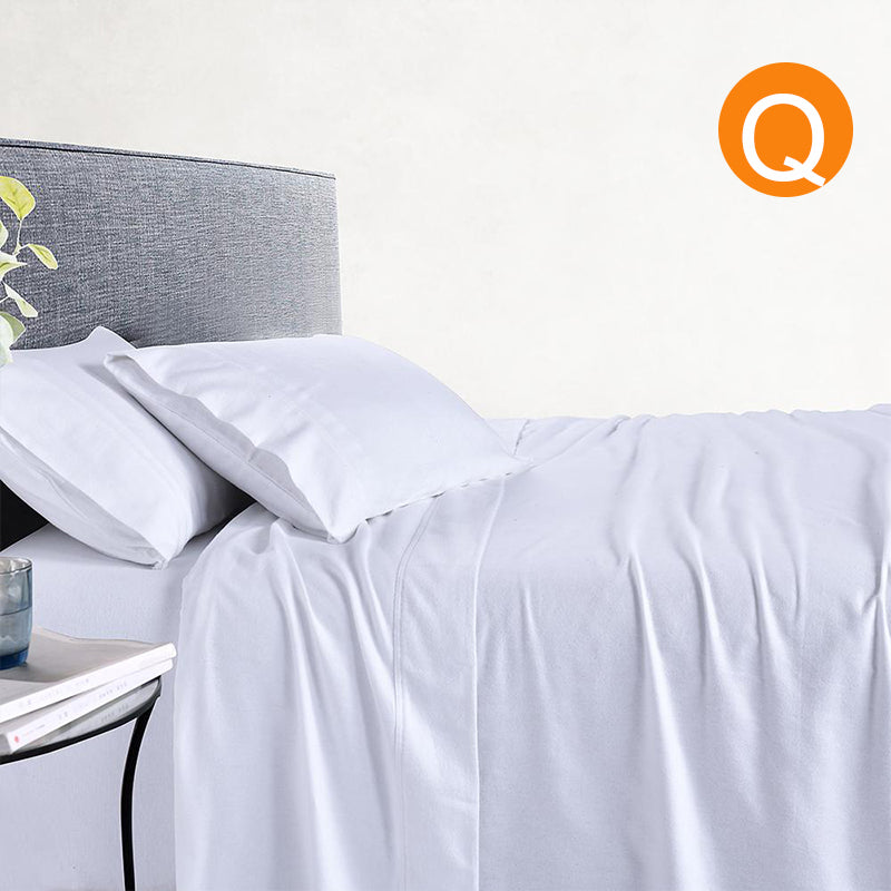 Amor 100% Cotton Thermal Soft Flannelette Sheet Set 170GSM White