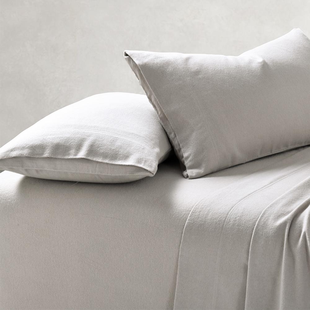Amor 100% Premium Cotton Flannelette 1 Fitted Sheet and Pillowcases Set Sand