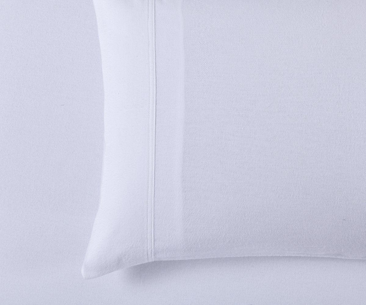 Amor 100% Premium Cotton Flannelette 1 Fitted Sheet and Pillowcases Set White