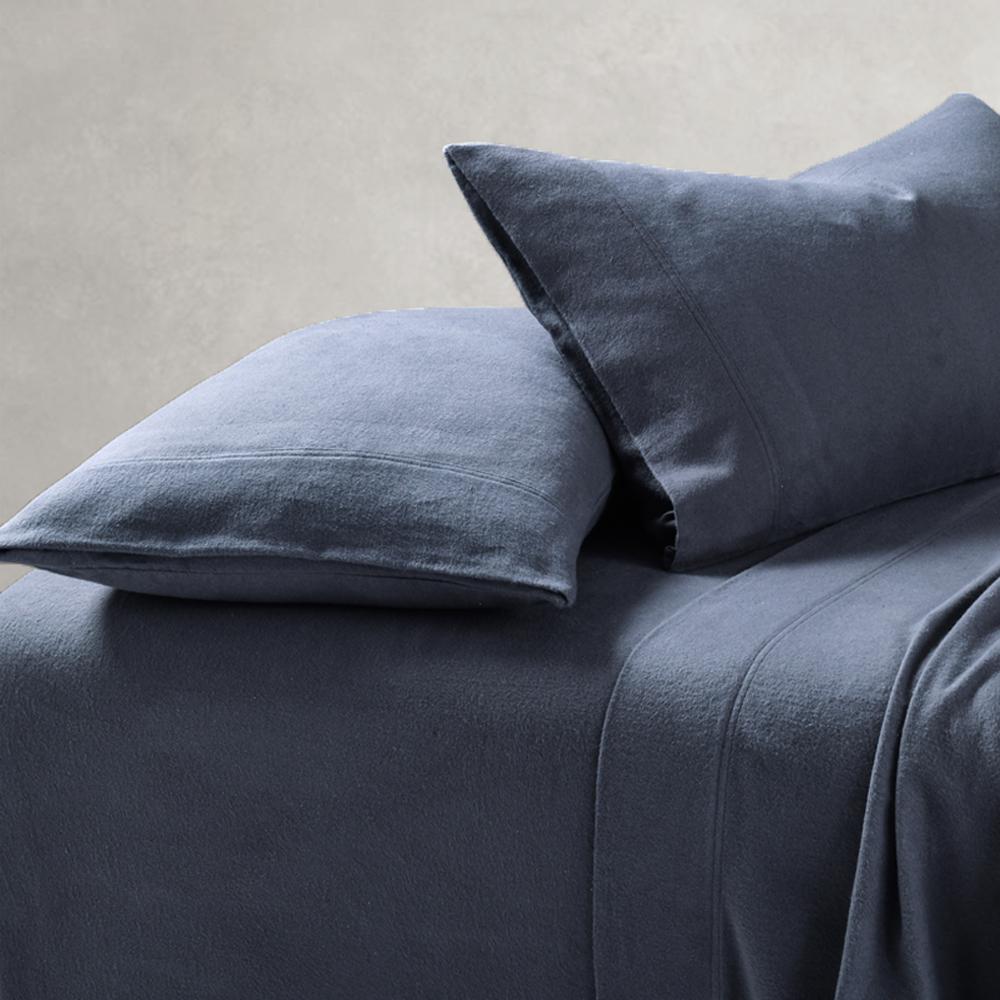Amor 100% Premium Cotton Flannelette 1 Fitted Sheet and Pillowcases Set Charcoal