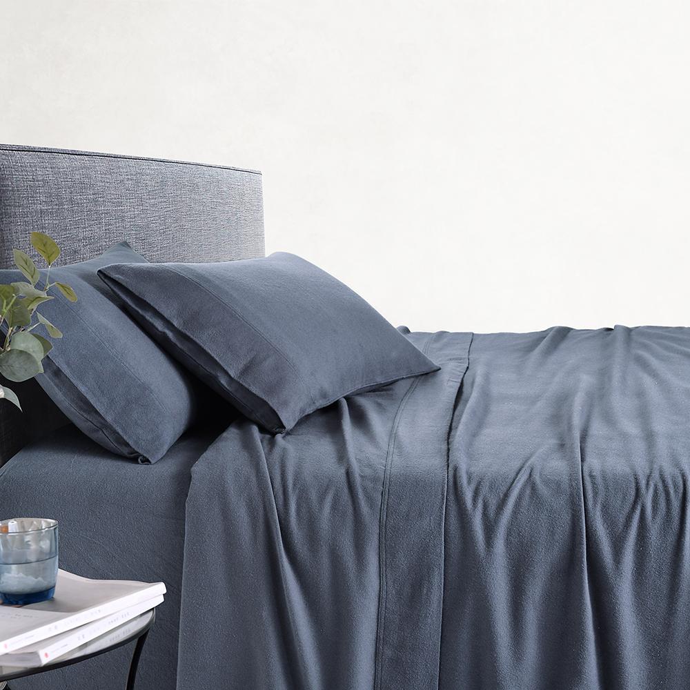 Amor 100% Cotton Thermal Soft Flannelette Sheet Set 170GSM Charcoal