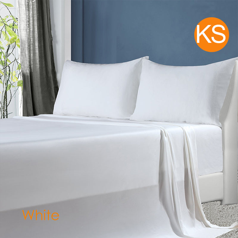 Softouch 100% Natural Premium Bamboo Sheet Sets Pillowcases Flat Fitted Sheet All Size White
