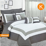 Home Fashion 10 Piece Soft Bed Comforter and Sheet Sets Bedspread Cushions Pillowcase Set Charcoal
