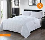 Home Fashion 3 PCS Soft Premium Bed Embossed Comforter Set Queen King White