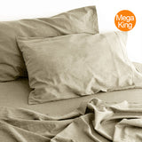 Amor Luxurious Linen Cotton Sheet Sets Flat Fitted Sheet Pillowcases Natural