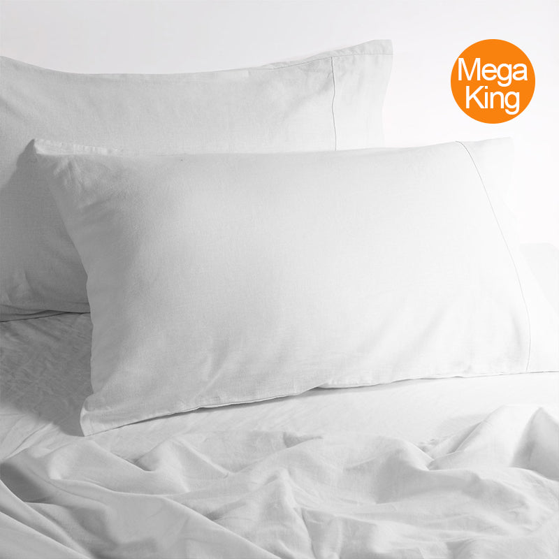 Amor Luxurious Linen Cotton Sheet Sets Flat Fitted Sheet Pillowcases White