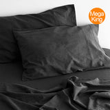 Amor Luxurious Linen Cotton Sheet Sets Flat Fitted Sheet Pillowcases Charcoal
