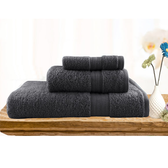 Softouch 3 PCS Ultra Light Quick Dry Premium Cotton Bath Towel Set 500GSM  Charcoal