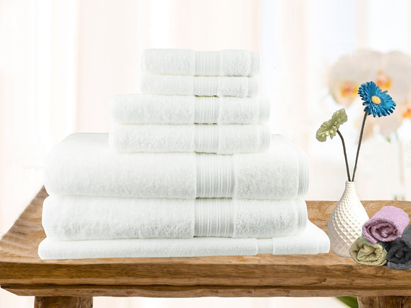 7 Piece Ultra-Light Cotton Bath Towel in White