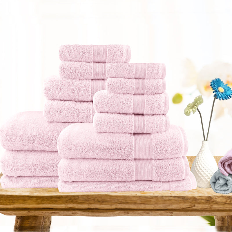 Softouch Light Weight Soft Premium Cotton Bath Towel Set 7/14 PCS