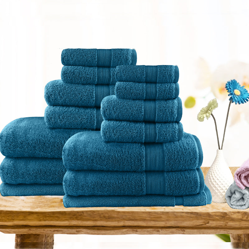 Softouch Light Weight Soft Premium Cotton Bath Towel Set 7/14 PCS