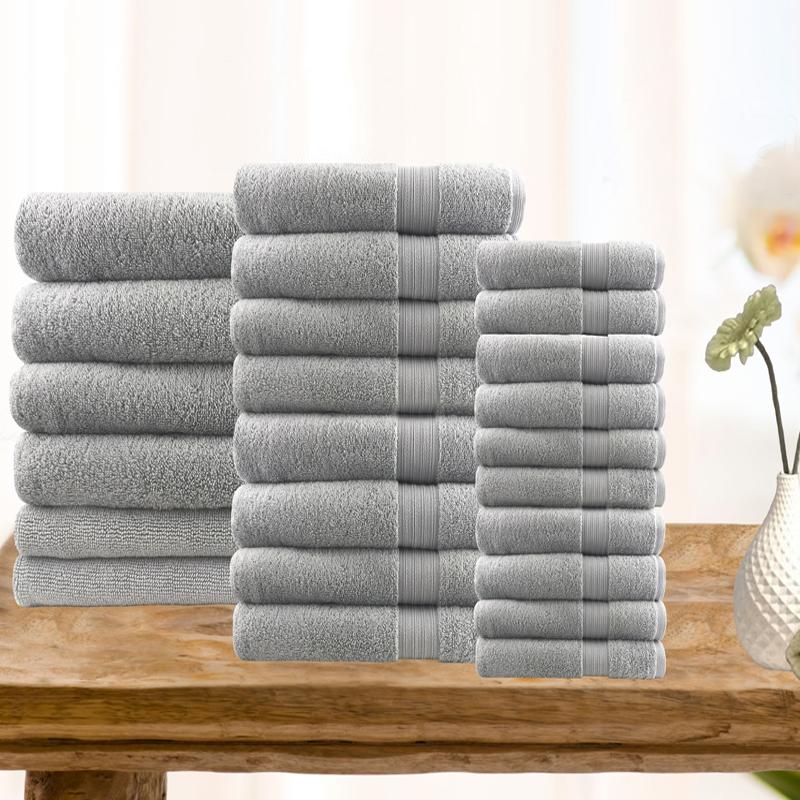 Softouch 24 PCS Ultra Light Quick Dry Premium Cotton Bath Towel Sets 500GSM