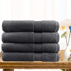Softouch 4 PCS Ultra Light Quick Dry Premium Cotton Bath Towel Set 500GSM Charcoal