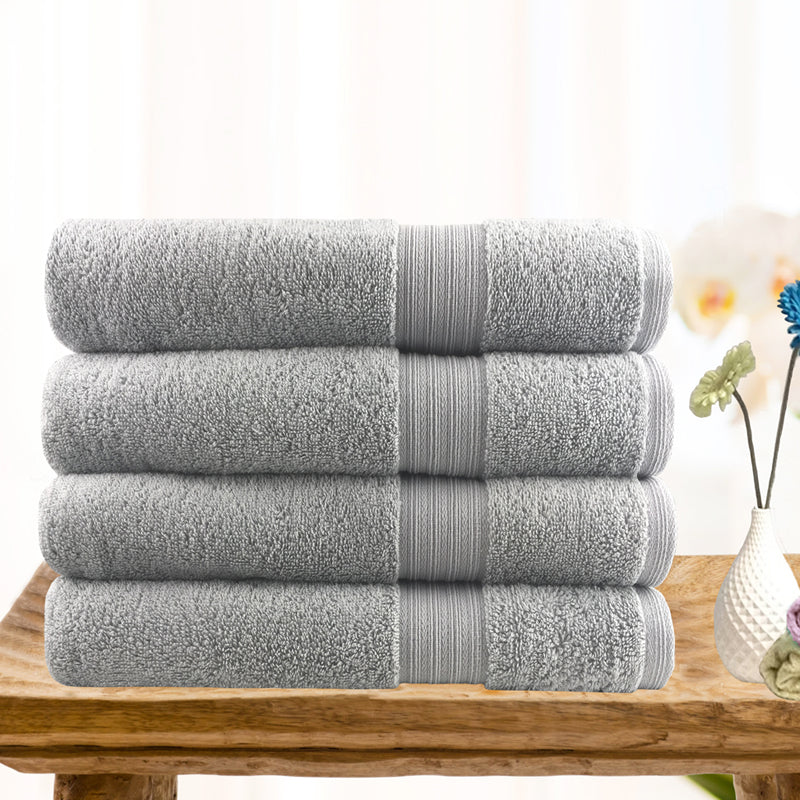 Softouch 4 PCS Ultra Light Quick Dry Premium Cotton Bath Towel Set 500GSM Silver