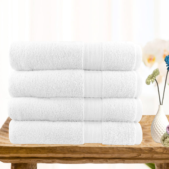 Softouch 4 PCS Ultra Light Quick Dry Premium Cotton Bath Towel Set 500GSM White