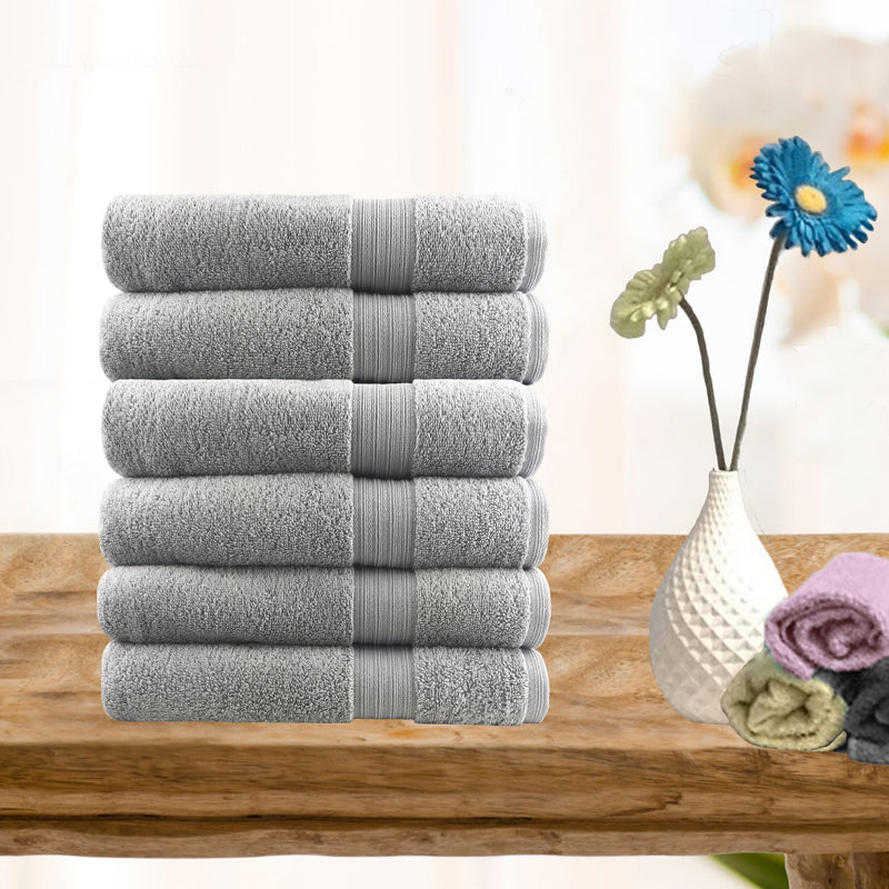 Softouch 6 Piece Ultra Light 500GSM Soft Cotton Face Washers in Silver