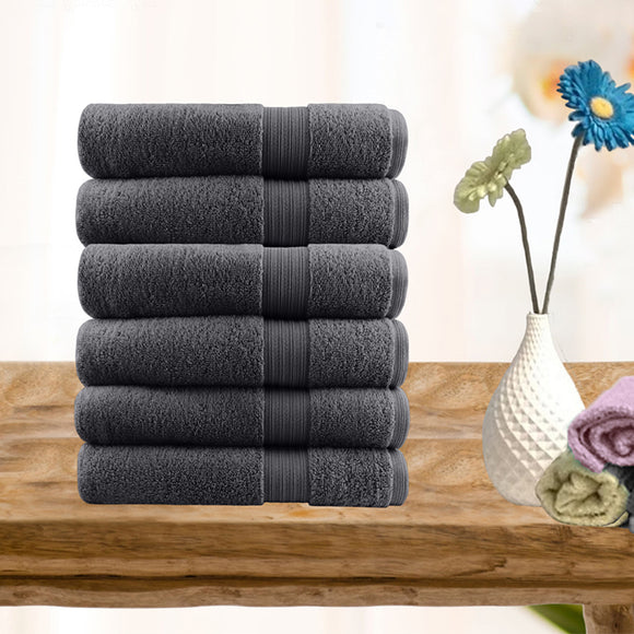 Softouch 6 Piece Ultra Light 500GSM Soft Cotton Hand Towel in Charcoal