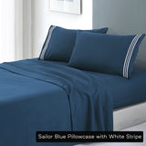 Soft Microfibre Embroidered Stripe Sheet Set