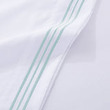 Soft Microfibre Embroidered Stripe Sheet Set White Pillowcase Blue Stripe