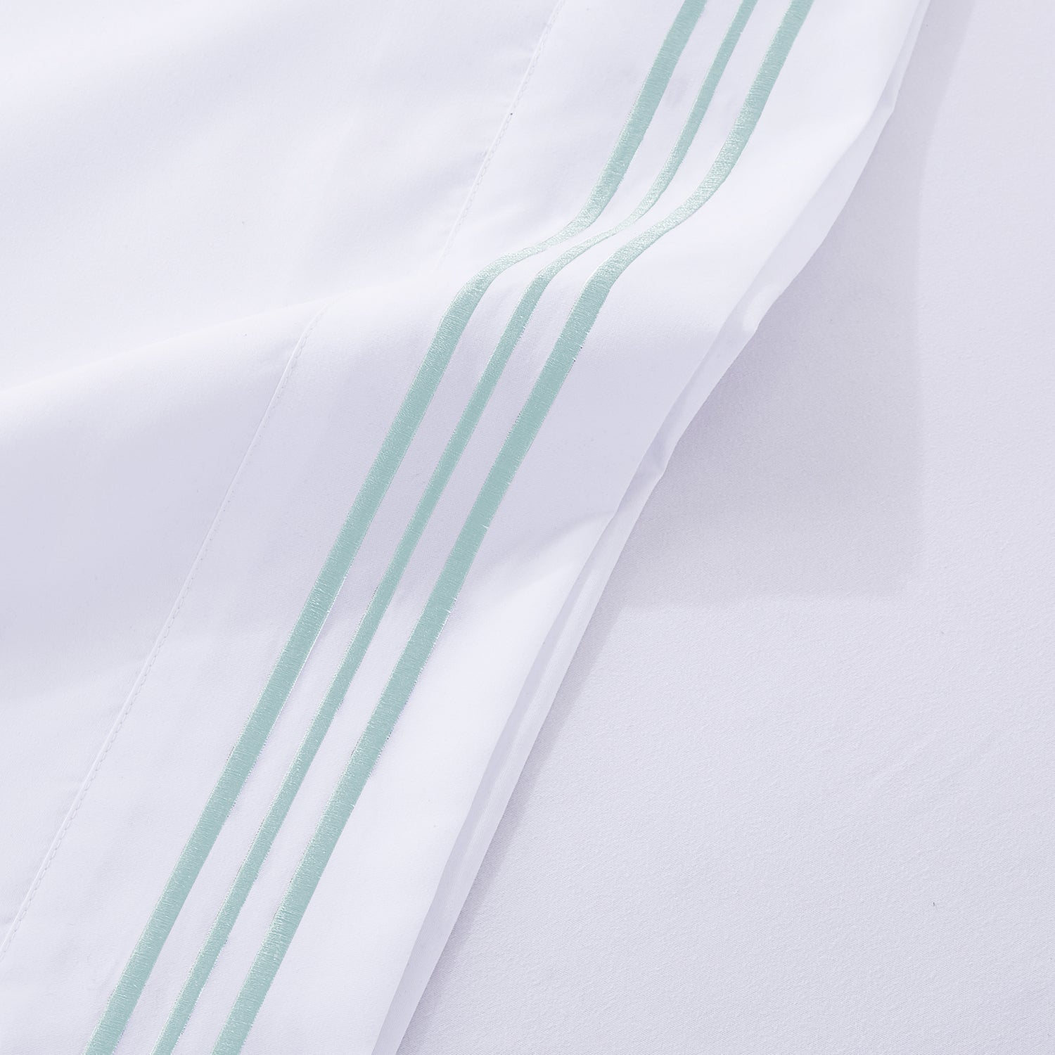 White Soft Microfibre Sheet Set With Colourful Embroidered Stripe
