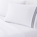 Soft Microfibre Embroidered Stripe Sheet Set