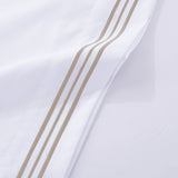 White Soft Microfibre Sheet Set With Colourful Embroidered Stripe