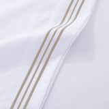 Soft Microfibre Embroidered Stripe Sheet Set White Sheet Taupe Stripe
