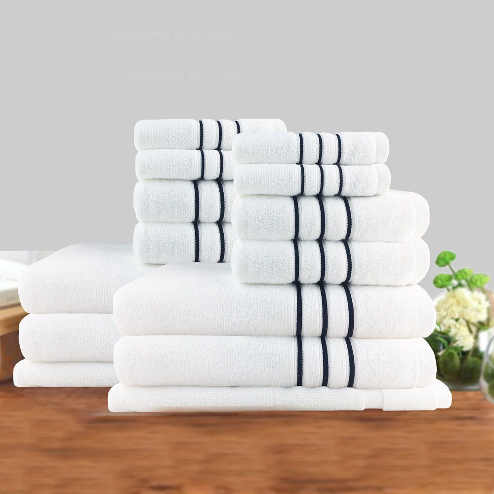 Amor Classic Dobby Stripe Super Soft Premium Cotton Towel Set 650GSM