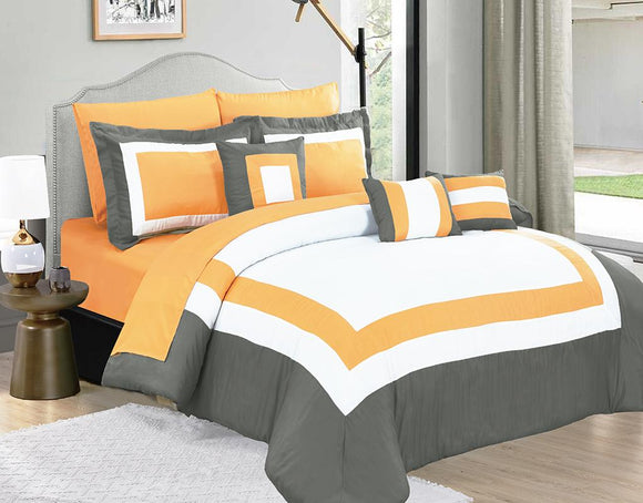 Home Fashion 10 Piece Soft Bed Comforter and Sheet Sets Bedspread Cushions Pillowcase Set Brick